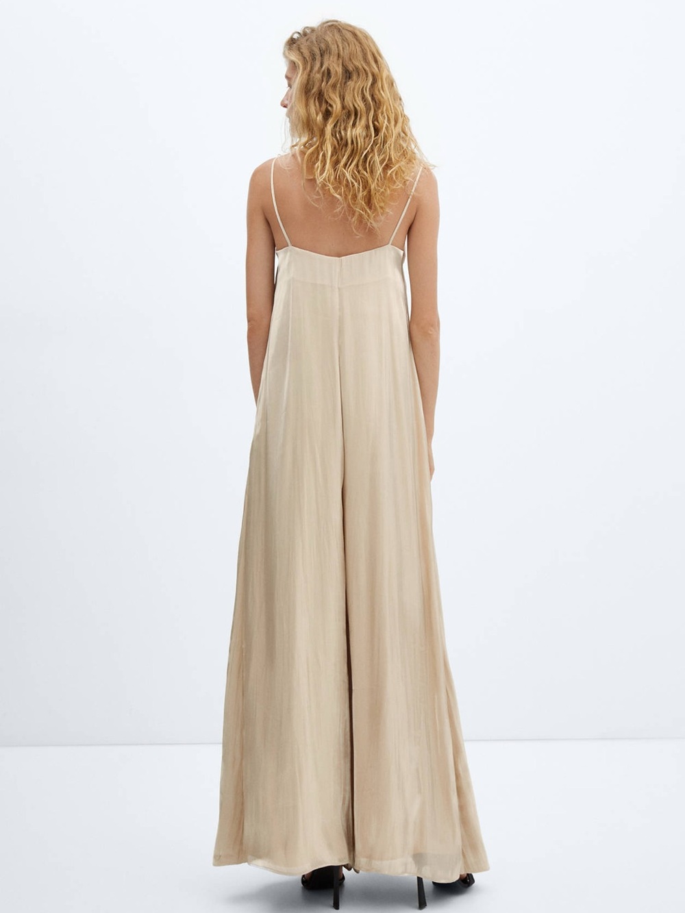 NWT Satin Finish Gold Wide Leg Jumpsuit - Picture 3 of 9